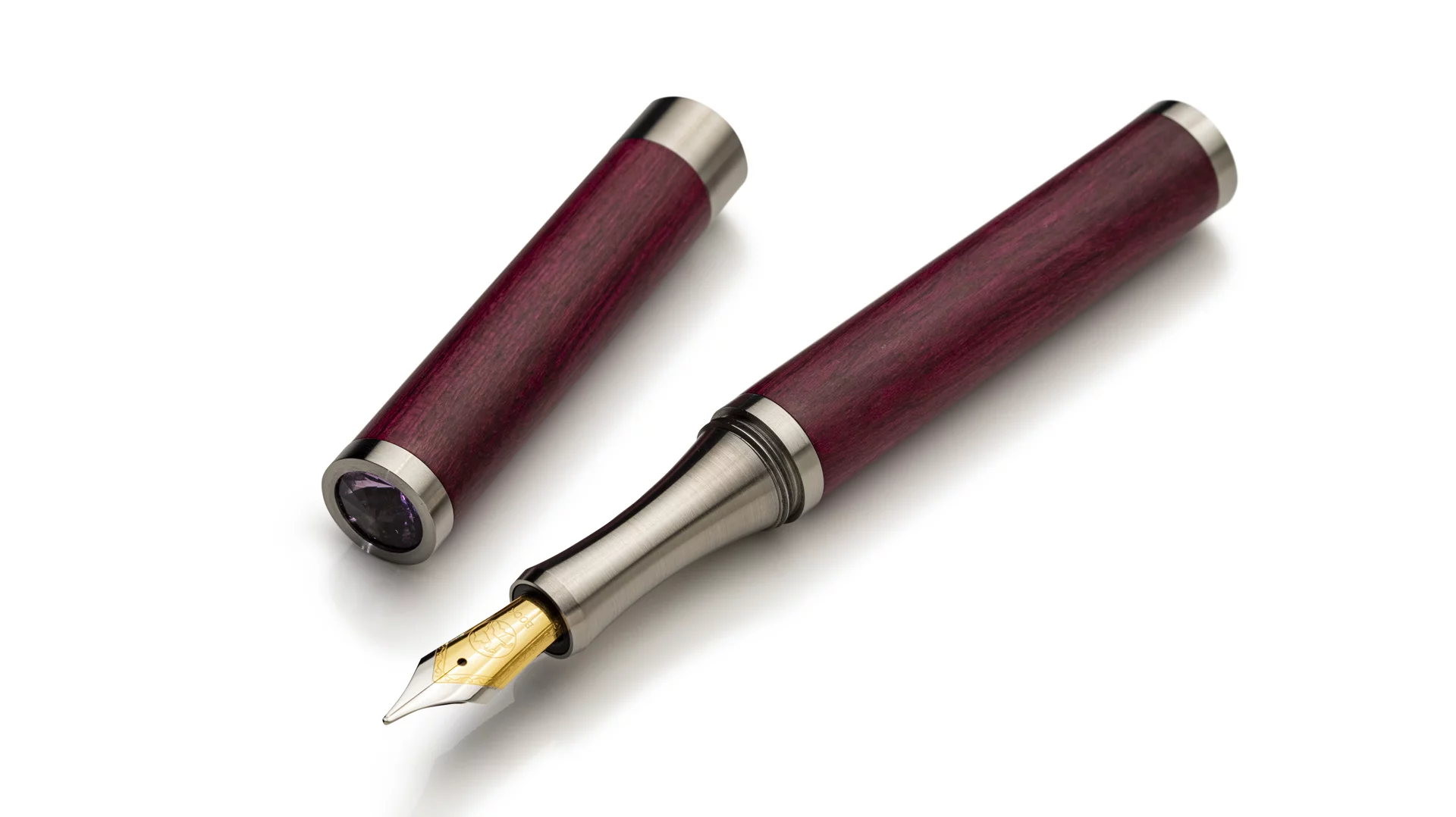 Füllfederhalter lila Holz Amethyst Goldfeder
