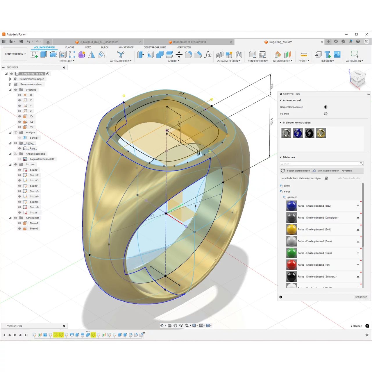 Fusion-360-Ring Konstruktion Screenshot