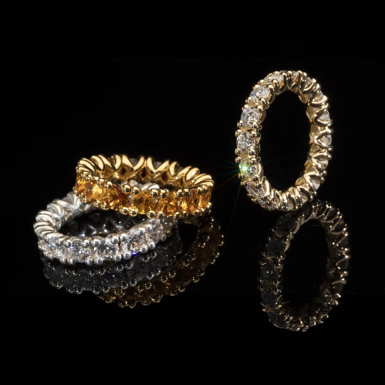 Goldringe Memoire Diamant Citrin Set