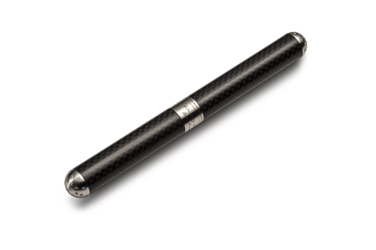 Kugelschreiber Carbon Sternengravur Silberkappe