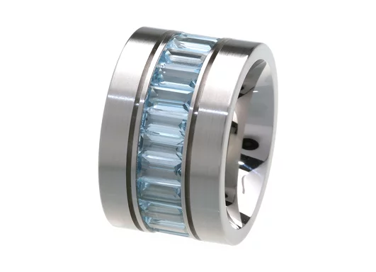 Ring blaue Baguette Steine Kanalfassung