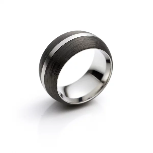Ring Carbon Silberstreifen gewölbt