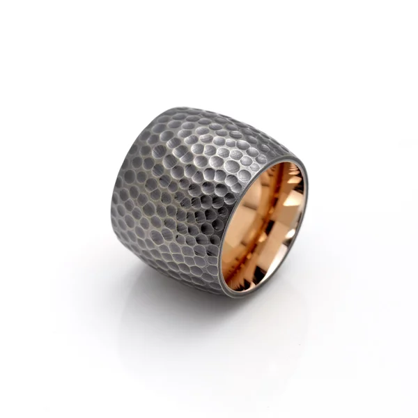 Ring gehämmert Gunmetal Rosegold Innen
