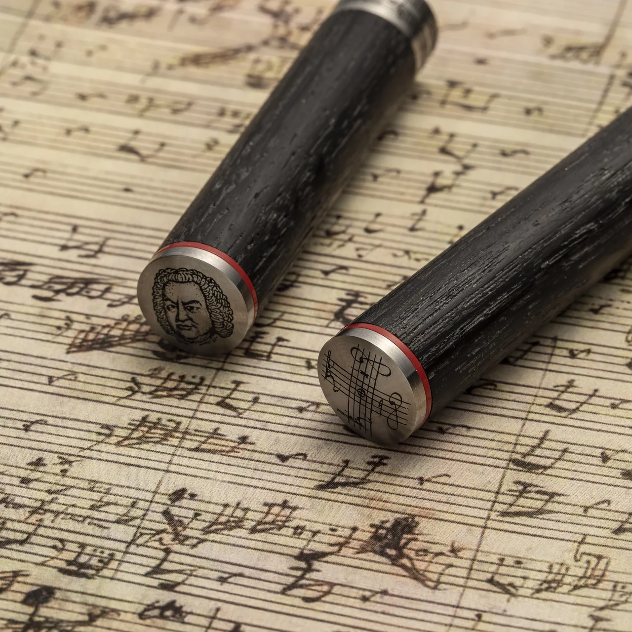 Stifte graviert Bach Motiv Notenblatt