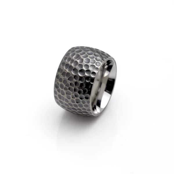 Vario-Ring gehämmert Silber breit