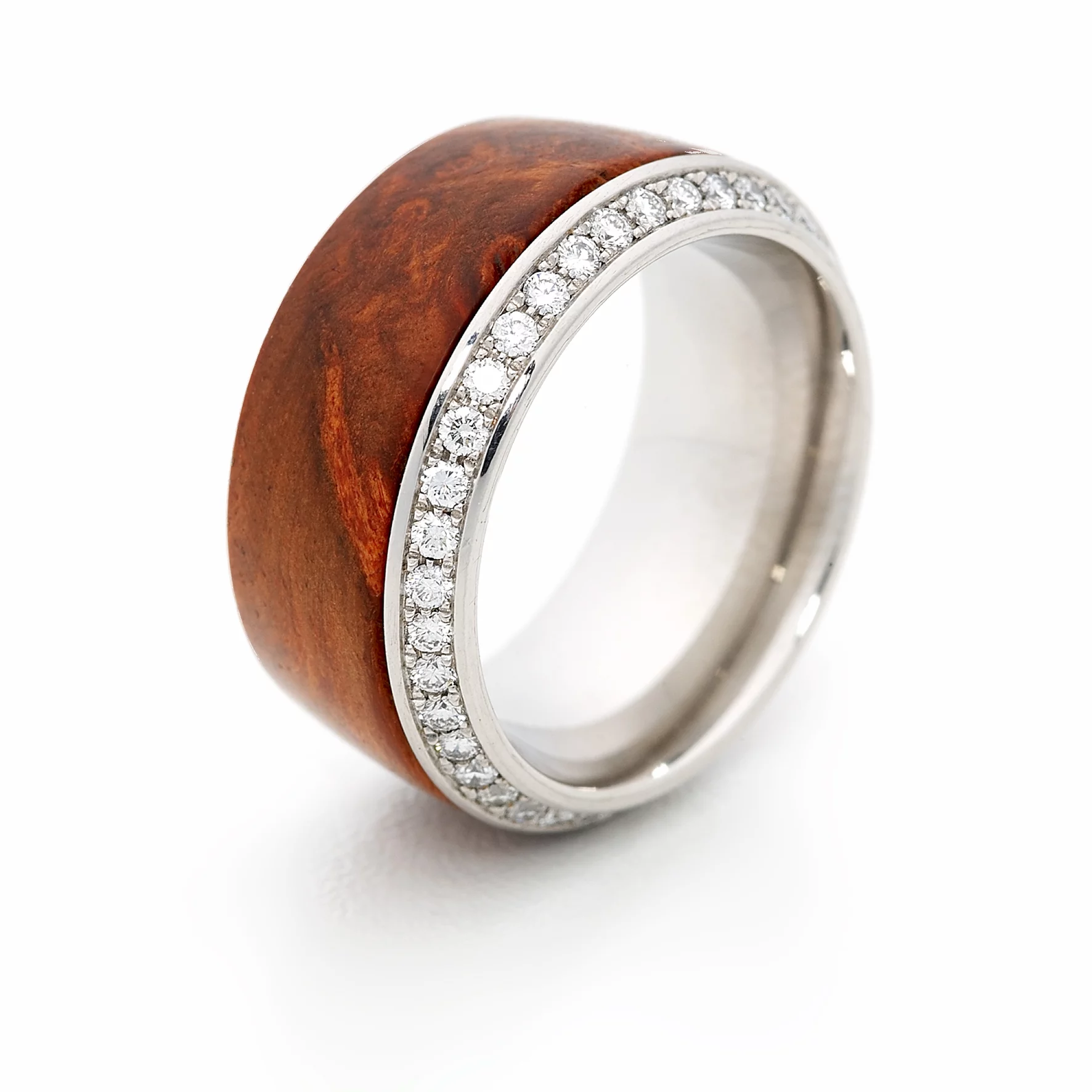 Vario-Ring Holz Diamanten Weißgold